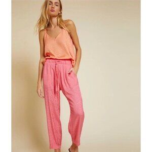 Nation LTD Fremont UnJoggers Womens M Cheetah Jacquard Sateen‎ Pink Lightweight